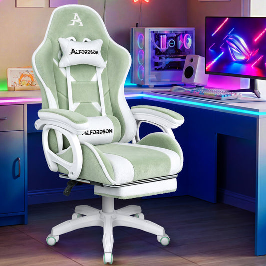 ALFORDSON Gaming Office Chair Racing Massage Computer Seat Footrest Sherpa Fleece