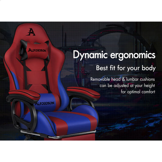 ALFORDSON Gaming Office Chair Racing Massage Computer Seat Footrest Leather