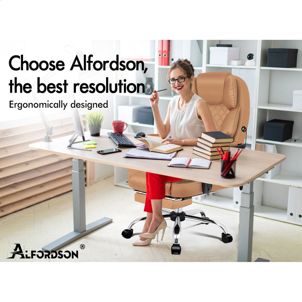 ALFORDSON Massage Office Chair Executive Recliner Gaming Computer Seat Leather