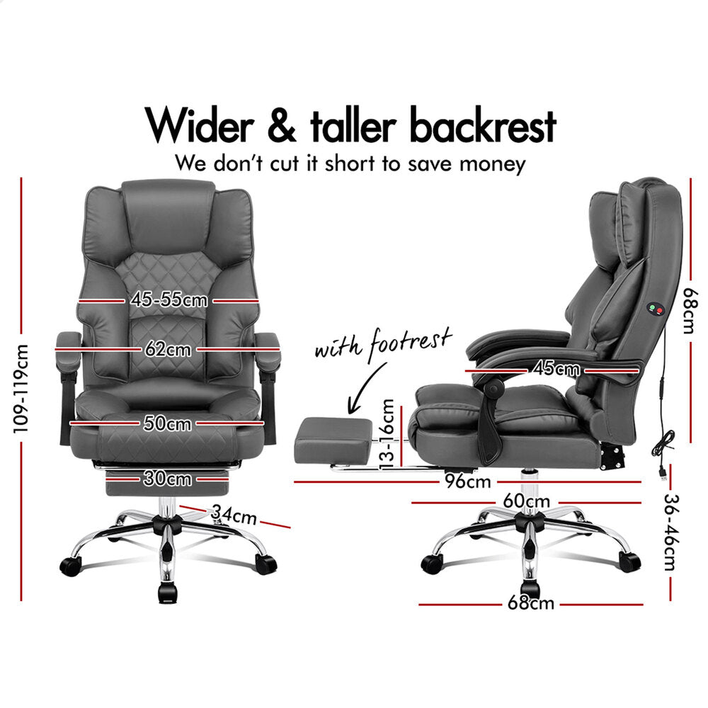ALFORDSON Massage Office Chair Executive Recliner Gaming Work Seat PU Leather