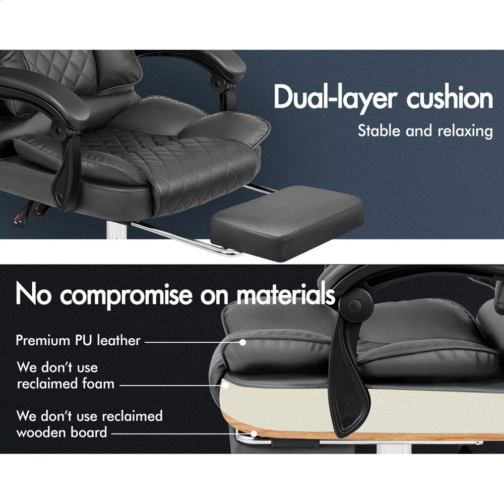 ALFORDSON Massage Office Chair Executive Recliner Gaming Work Seat PU Leather