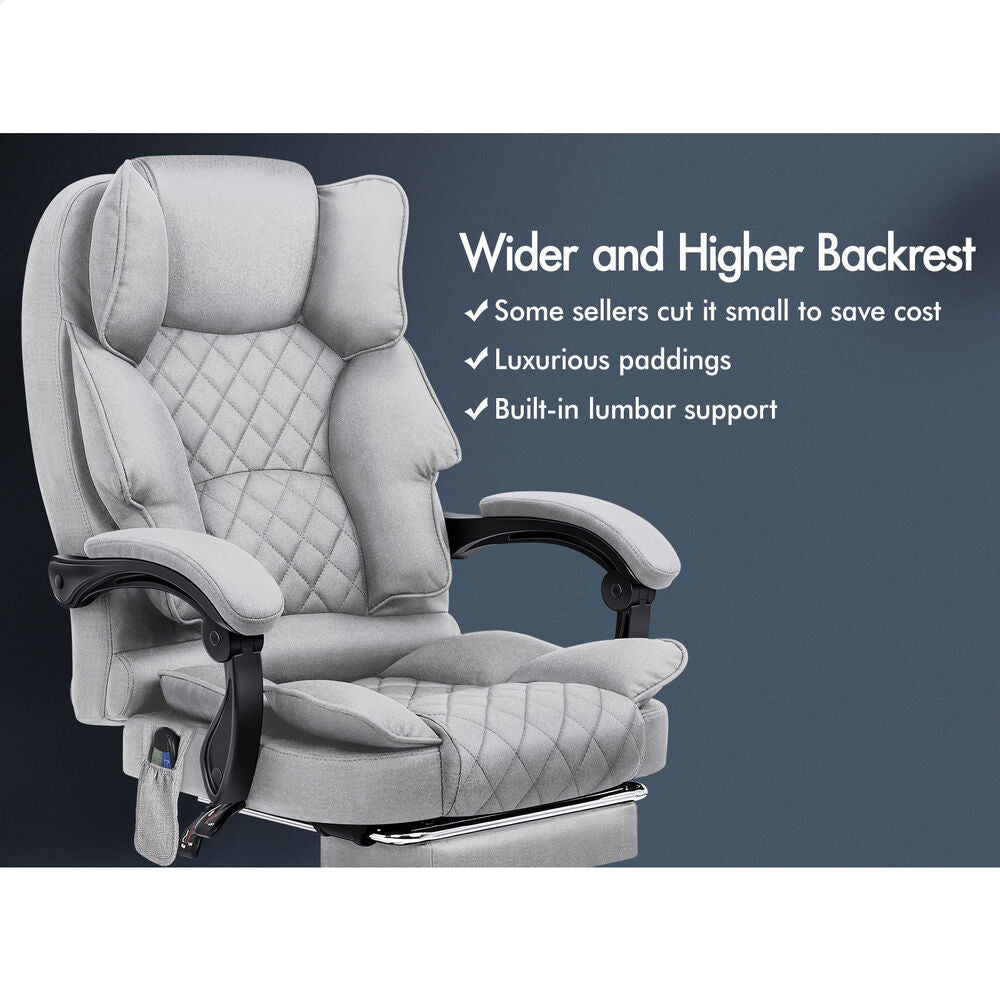 ALFORDSON Massage Office Chair Heated Fabric Seat Executive Racing Computer