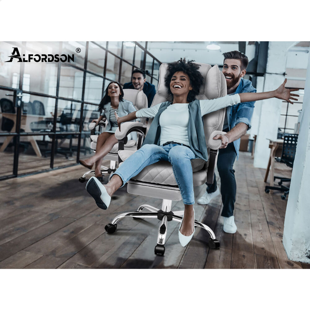 ALFORDSON Massage Office Chair Heated Fabric Seat Executive Racing Computer