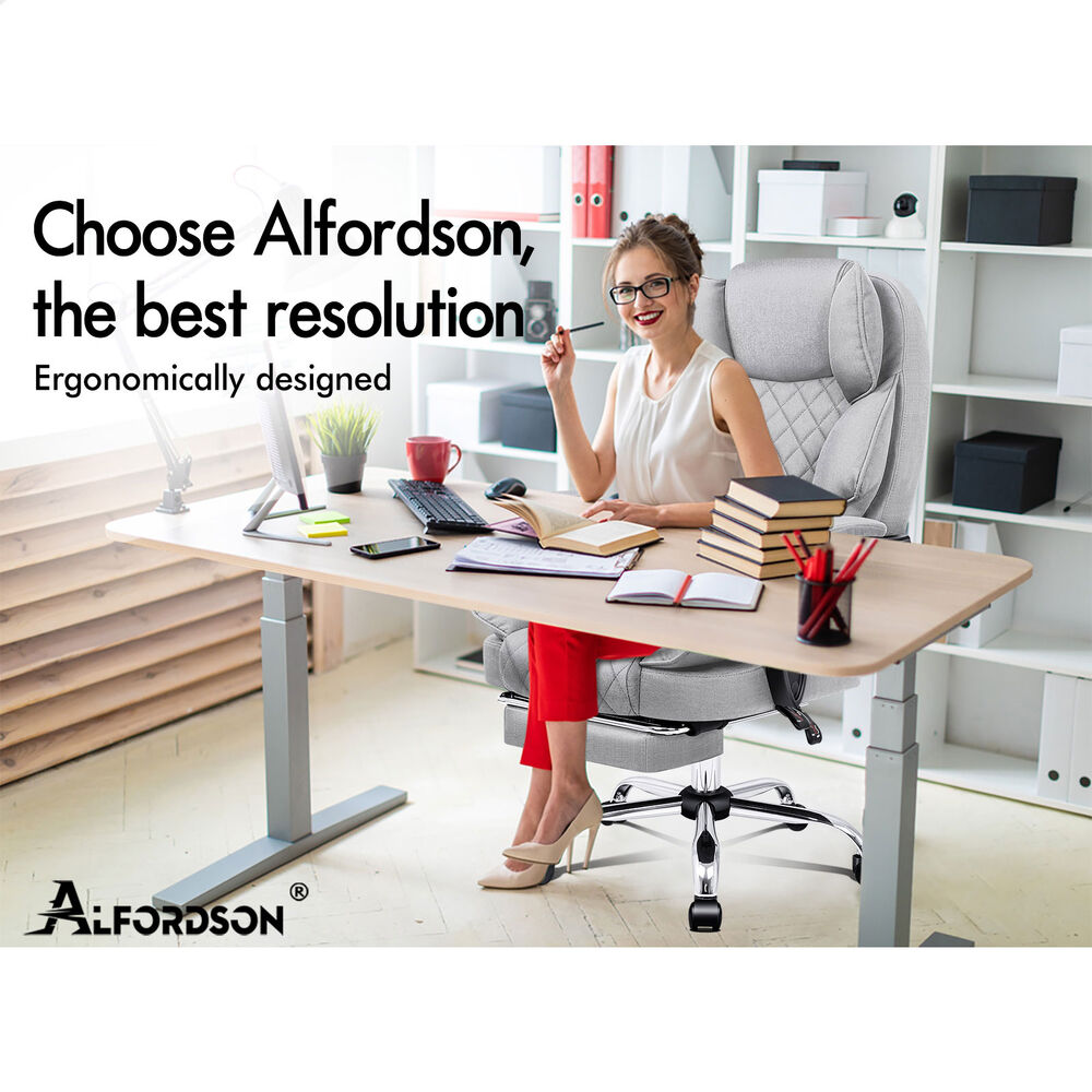 ALFORDSON Massage Office Chair Heated Fabric Seat Executive Racing Computer