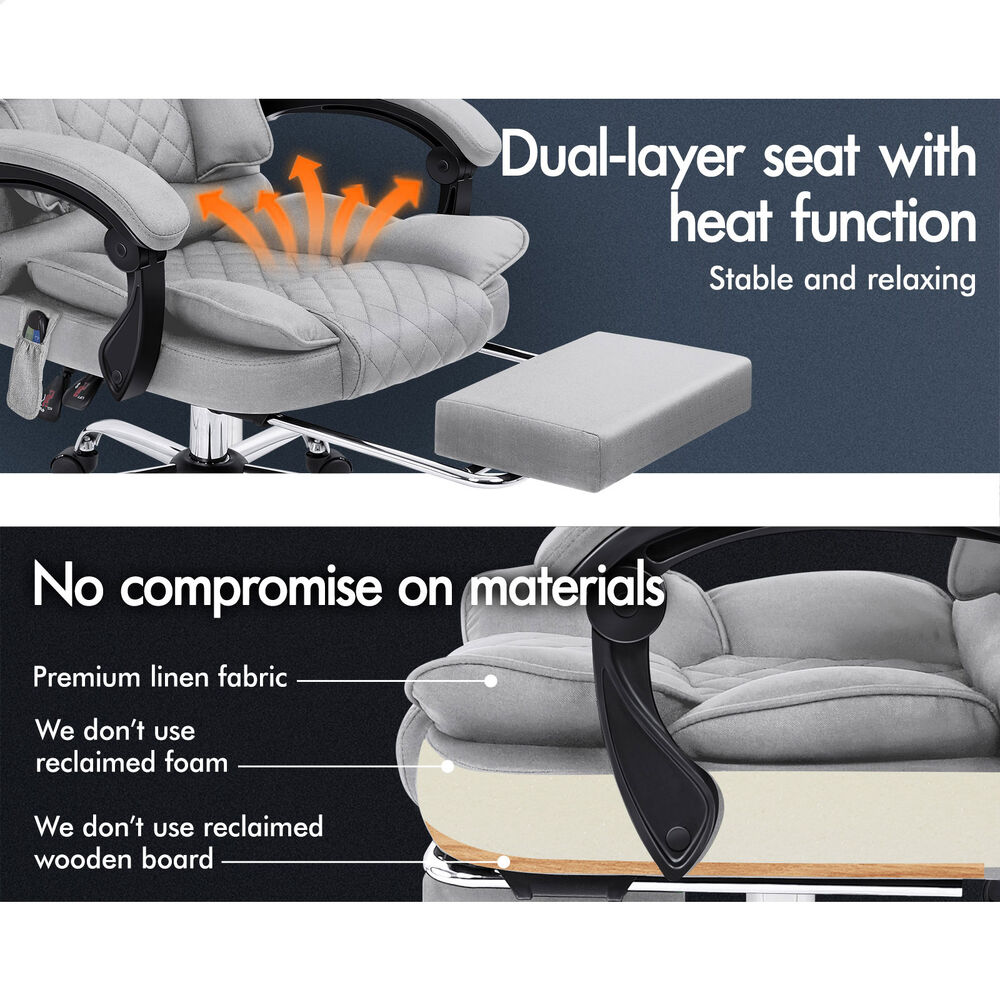ALFORDSON Massage Office Chair Heated Fabric Seat Executive Racing Computer