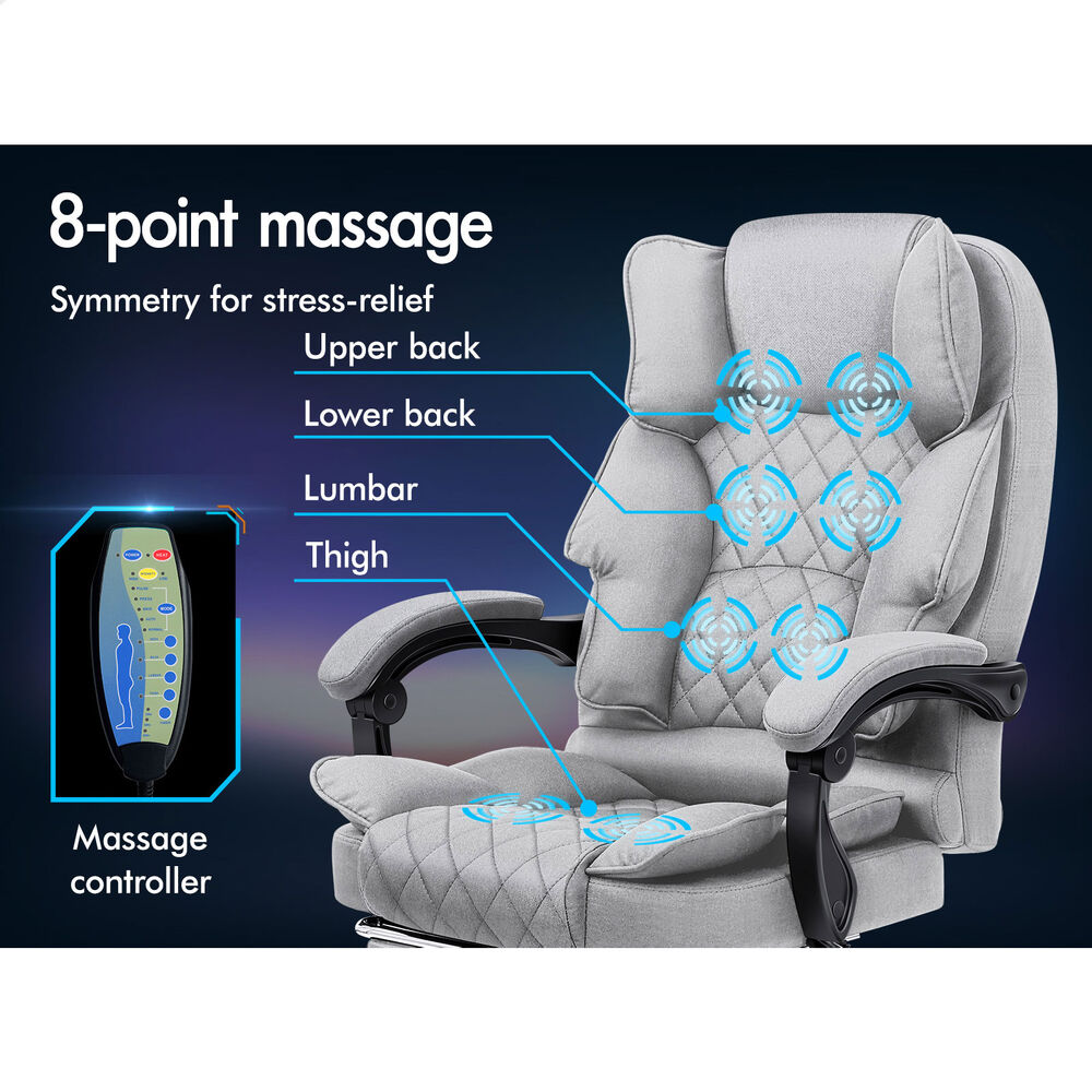 ALFORDSON Massage Office Chair Heated Fabric Seat Executive Racing Computer