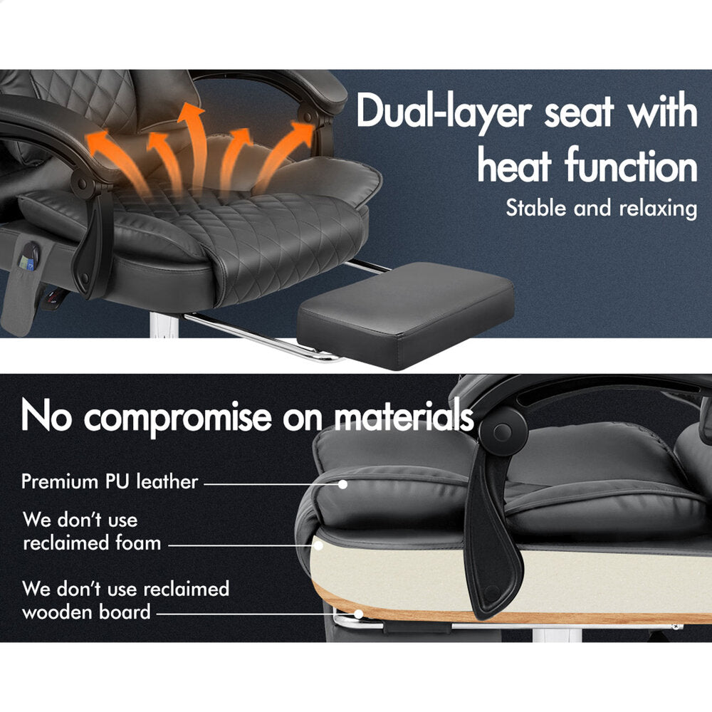 ALFORDSON Massage Office Chair Computer Heated Seat Executive Recliner Gaming