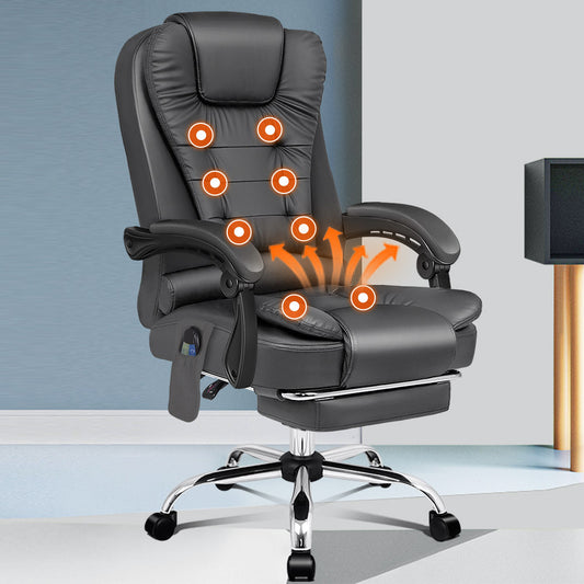 ALFORDSON Massage Office Chair Heated Seat Executive Racer Gaming PU Leather