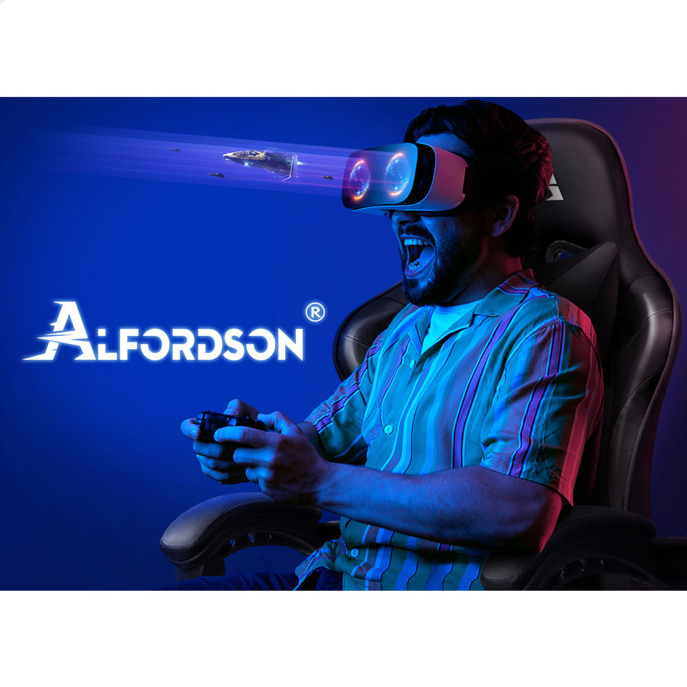 ALFORDSON Gaming Chair Office Massage Computer Racing Seat PU Leather Black