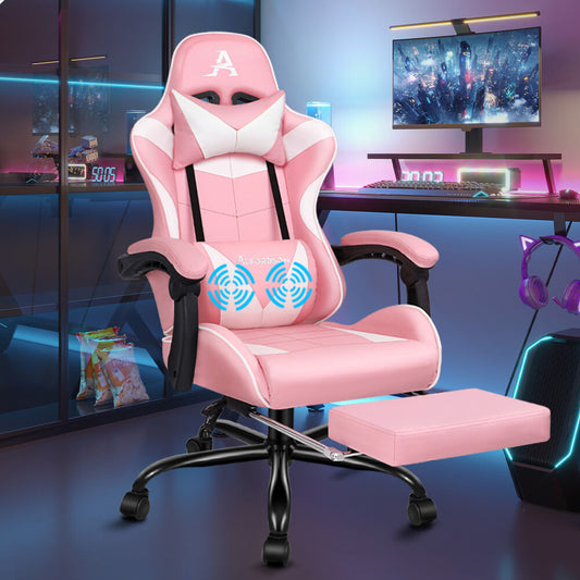 ALFORDSON Gaming Chair Office Executive Racing Footrest Seat PU Leather Pink