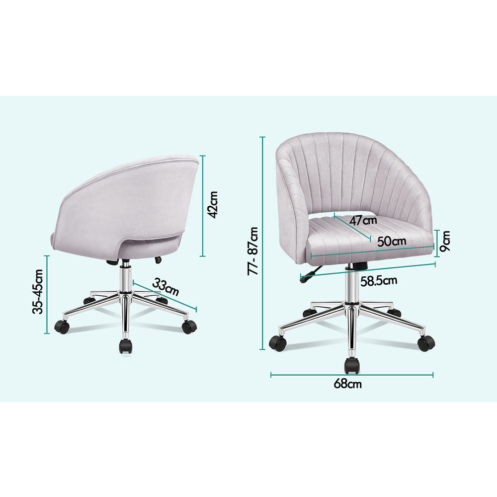 ALFORDSON Velvet Office Chair Swivel Armchair Work Seat Adult Kids Grey