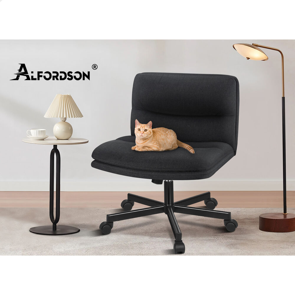 ALFORDSON Desk Chair Office Computer Armless Wide Seat Mid Back Fabric Black
