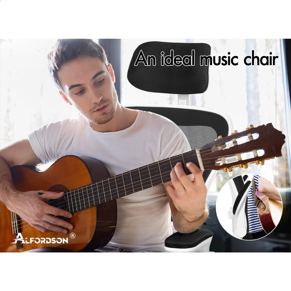 ALFORDSON Mesh Office Chair Executive Computer Gaming Fabric Seat Black White