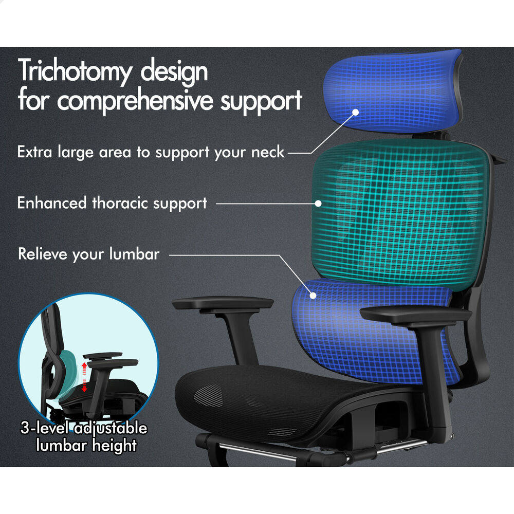 ALFORDSON Ergonomic Office Chair Mesh Seat Desk Computer Gaming All Black