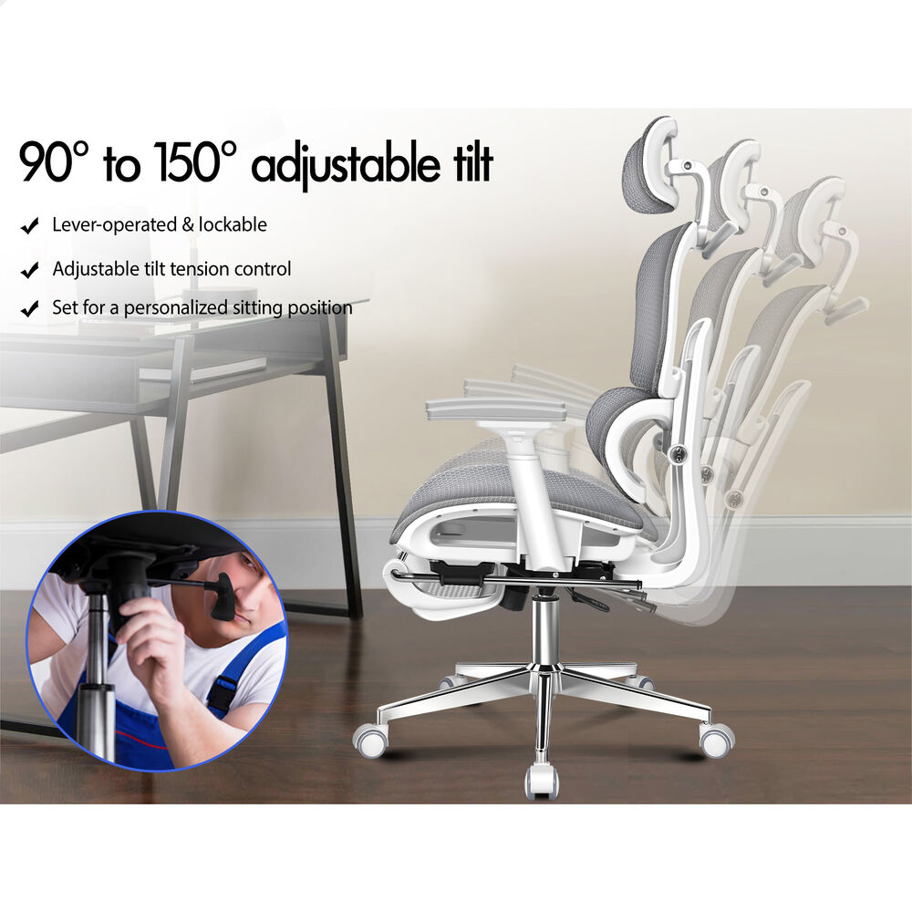 ALFORDSON Ergonomic Office Chair Mesh Executive White Grey