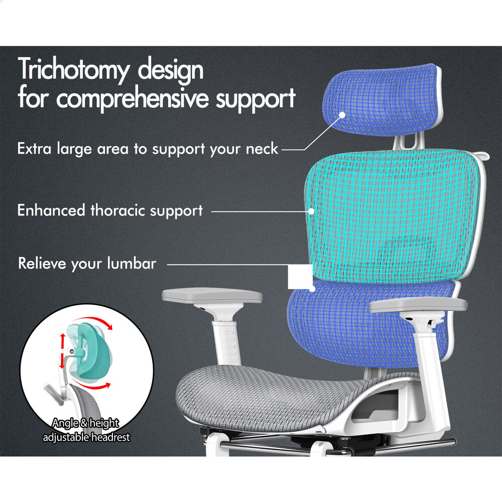 ALFORDSON Ergonomic Office Chair Mesh Executive White Grey