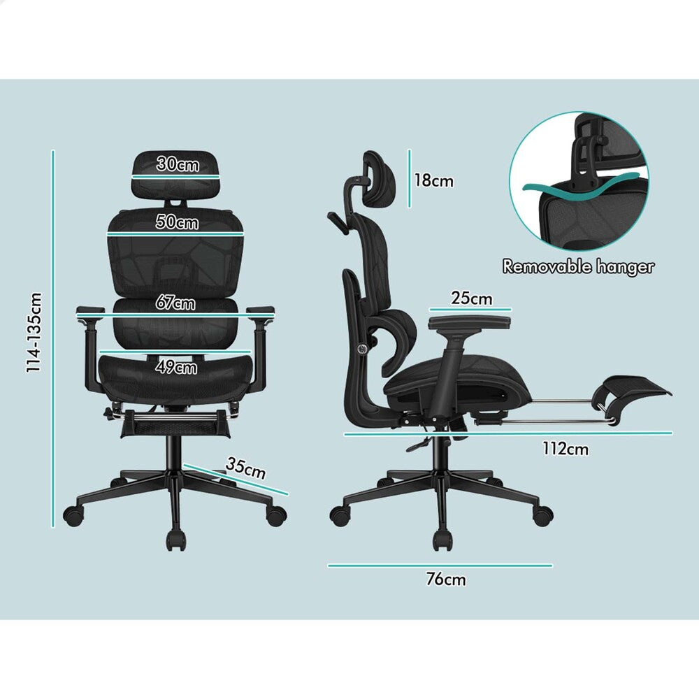ALFORDSON Ergonomic Office Chair Mesh Executive All Black