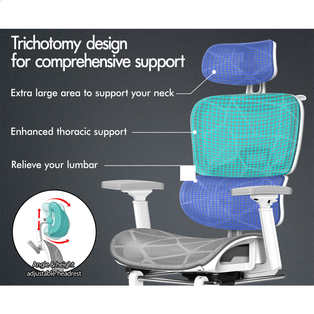 ALFORDSON Ergonomic Office Chair Mesh Executive Grey White