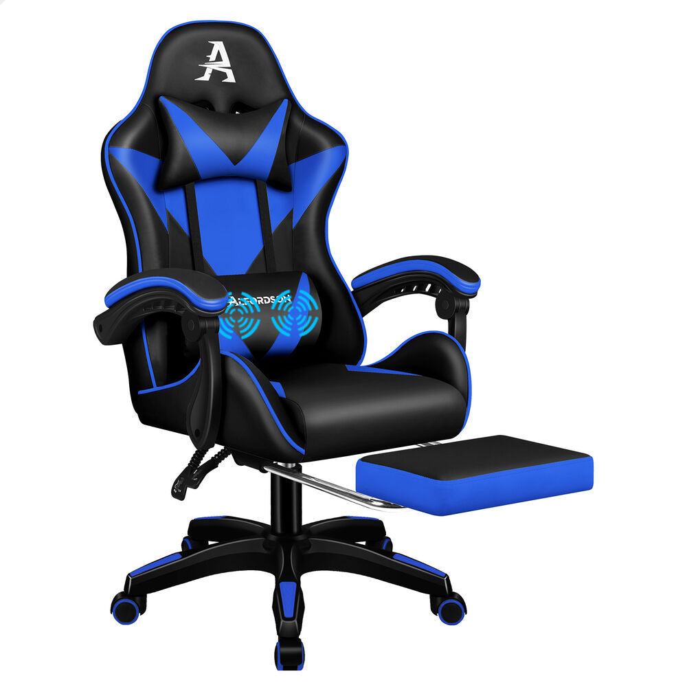 ALFORDSON Gaming Office Chair Massage Computer Footrest Leather Black & Blue