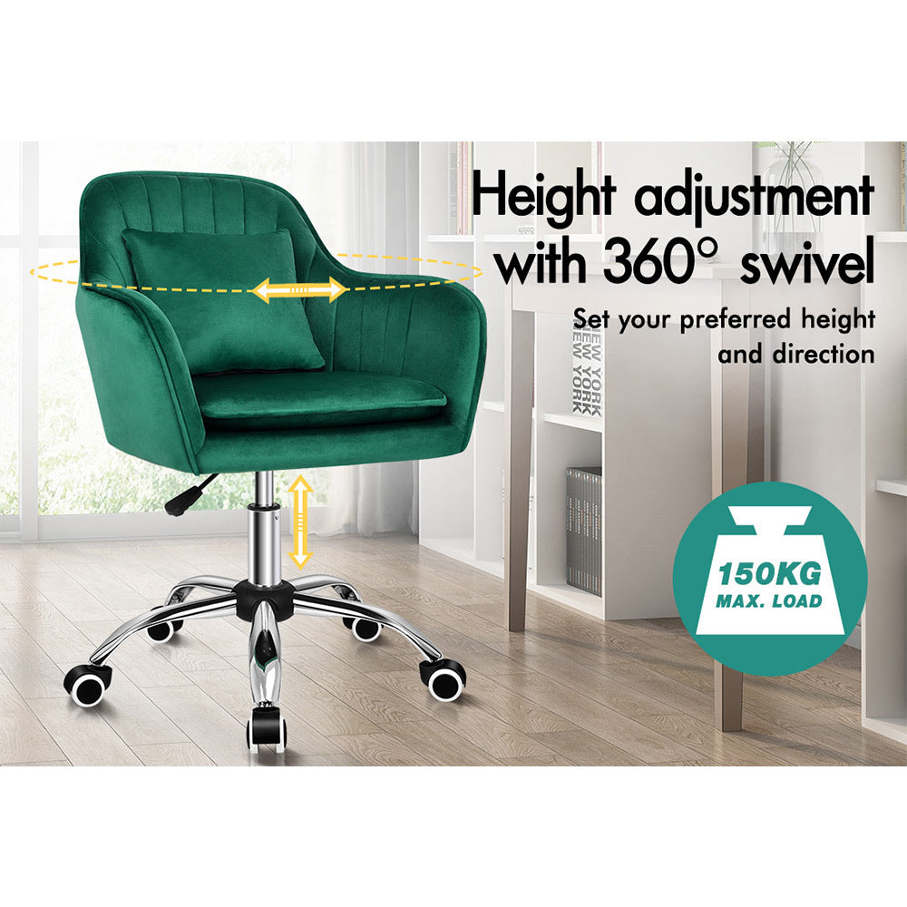 ALFORDSON Velvet Office Chair Computer Desk Chairs Swivel Armchair Work Seat Green Adult Kids