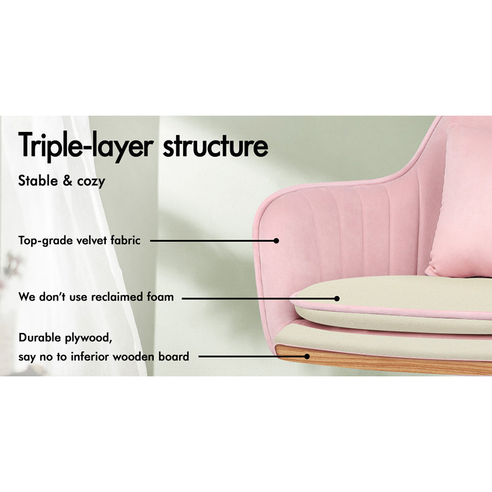 ALFORDSON Velvet Office Chair Computer Desk Chairs Swivel Armchair Work Seat Pink Adult Kids