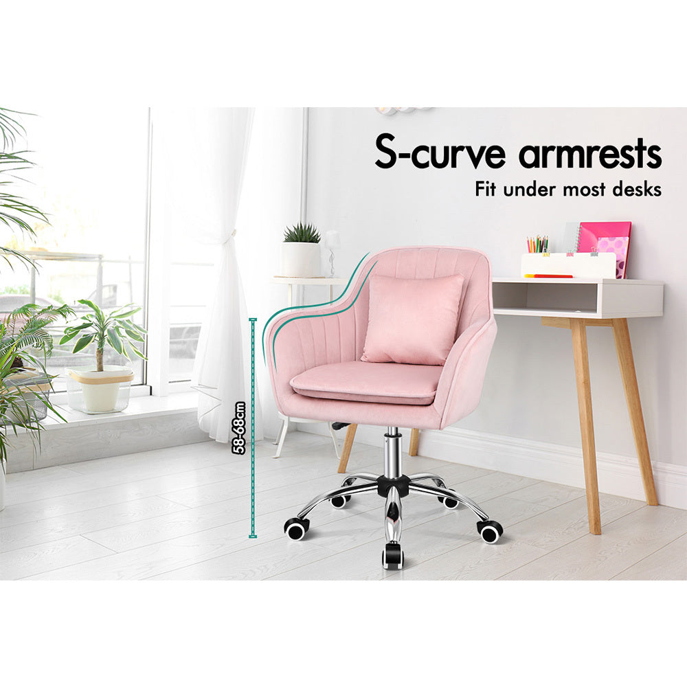 ALFORDSON Velvet Office Chair Computer Desk Chairs Swivel Armchair Work Seat Pink Adult Kids