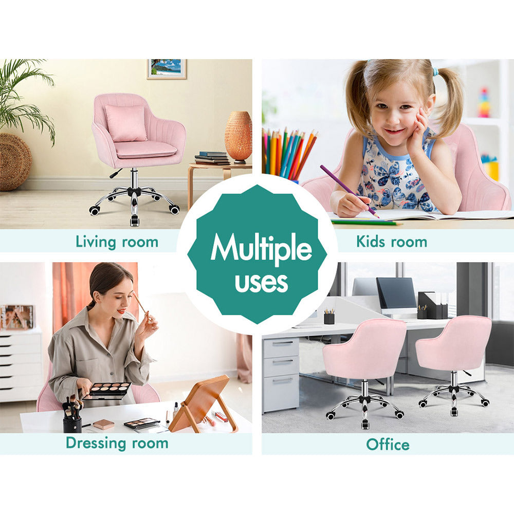 ALFORDSON Velvet Office Chair Computer Desk Chairs Swivel Armchair Work Seat Pink Adult Kids