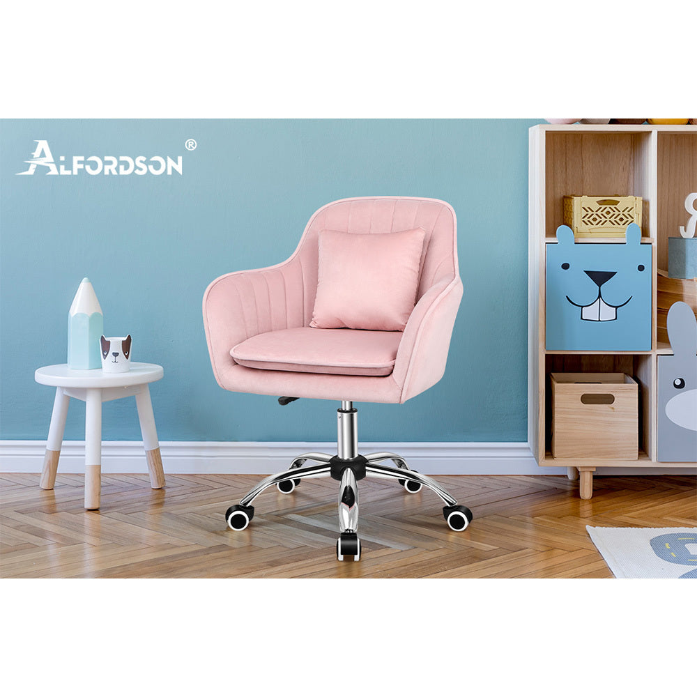 ALFORDSON Velvet Office Chair Computer Desk Chairs Swivel Armchair Work Seat Pink Adult Kids