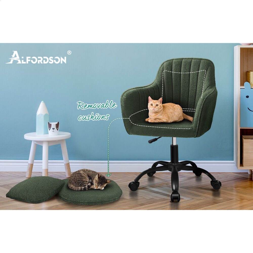 ALFORDSON Boucle Office Chair Computer Swivel Armchair Work Adult Kids Green