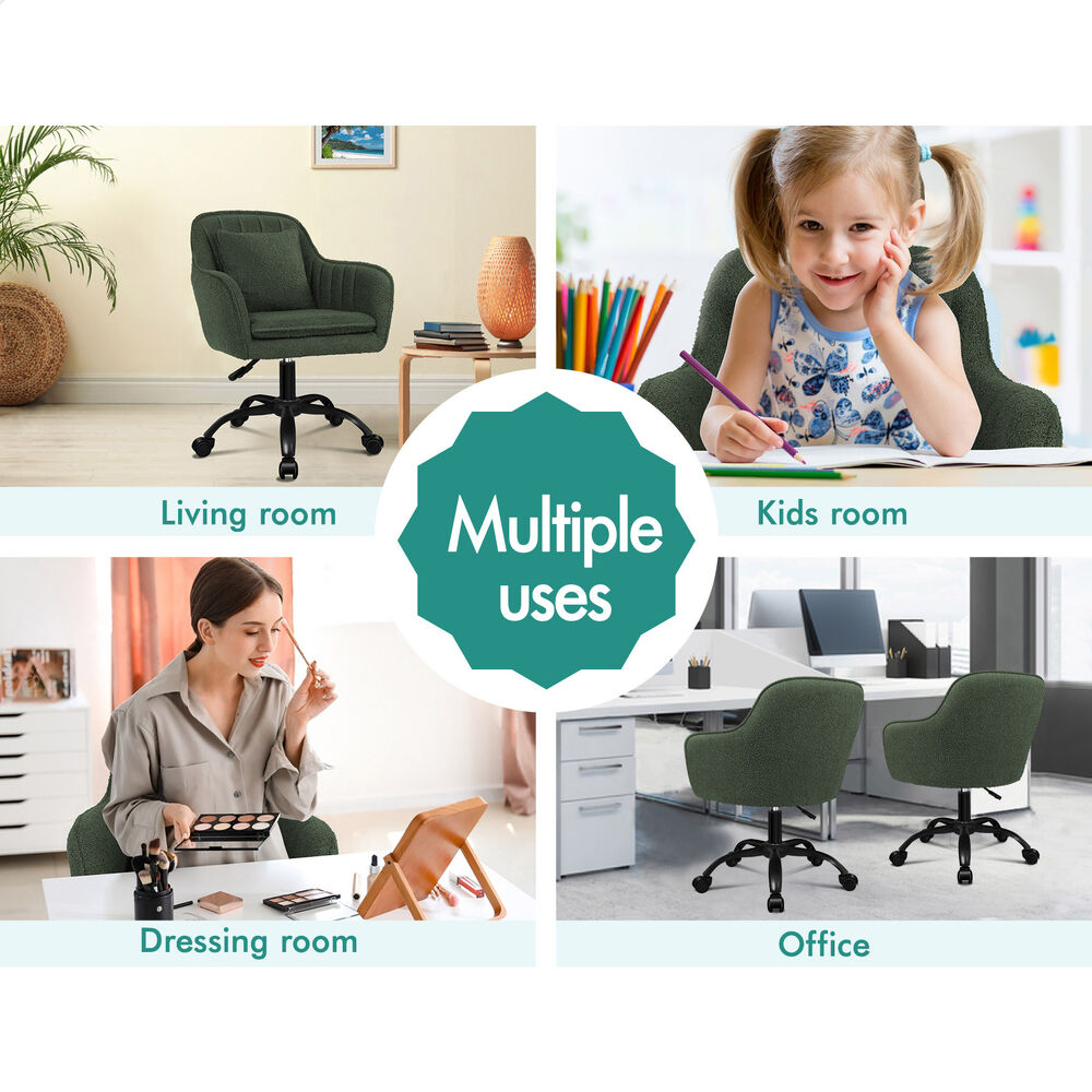 ALFORDSON Boucle Office Chair Computer Swivel Armchair Work Adult Kids Green