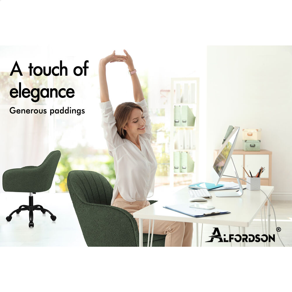 ALFORDSON Boucle Office Chair Computer Swivel Armchair Work Adult Kids Green