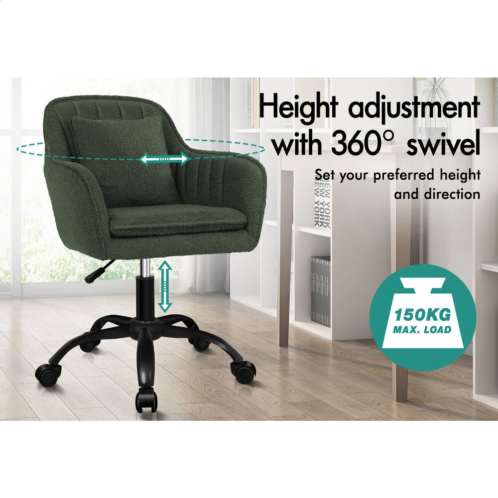 ALFORDSON Boucle Office Chair Computer Swivel Armchair Work Adult Kids Green