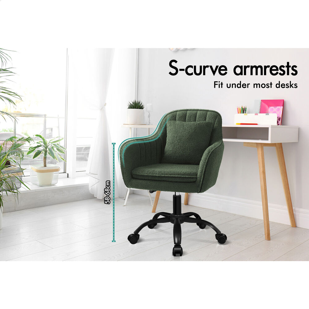 ALFORDSON Boucle Office Chair Computer Swivel Armchair Work Adult Kids Green