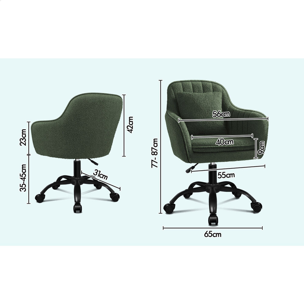 ALFORDSON Boucle Office Chair Computer Swivel Armchair Work Adult Kids Green