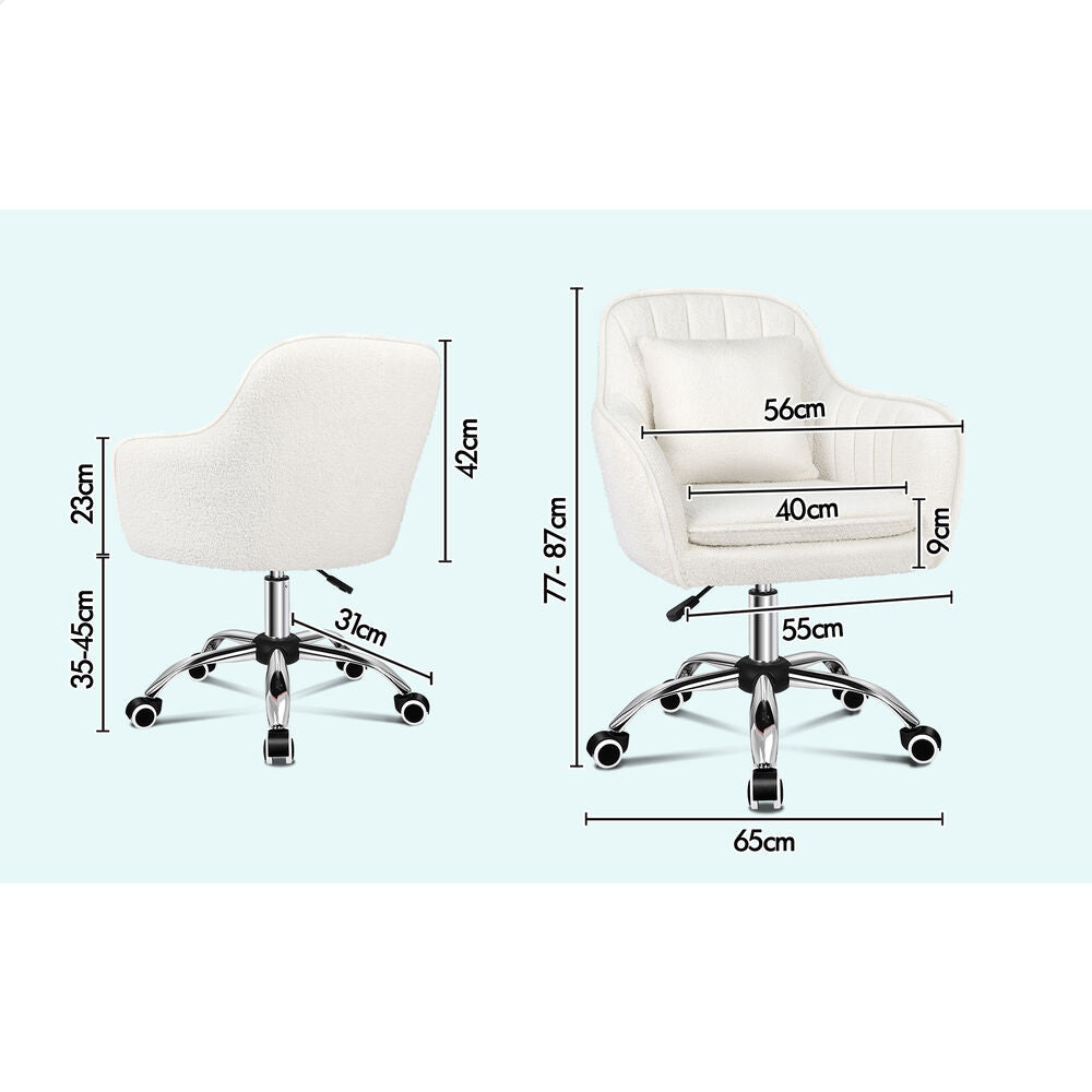 ALFORDSON Boucle Office Chair Computer Swivel Armchair Work Adult Kids White