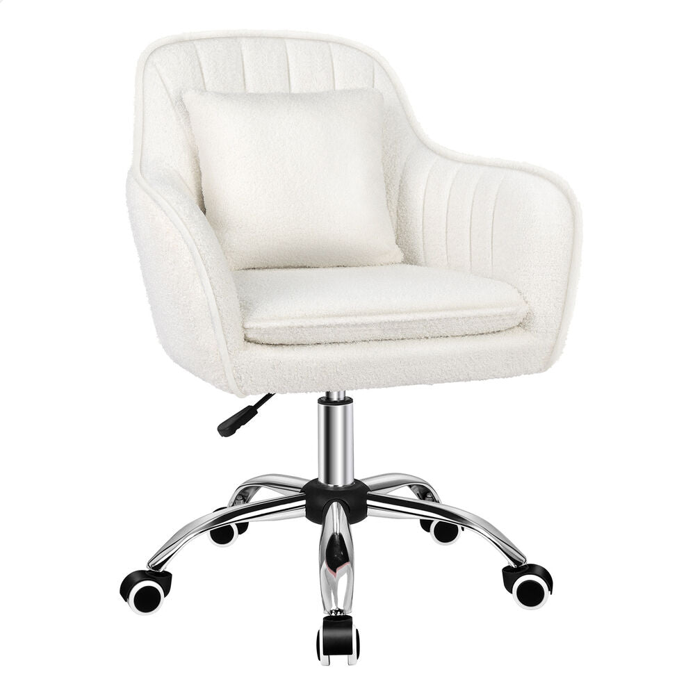 ALFORDSON Boucle Office Chair Computer Swivel Armchair Work Adult Kids White