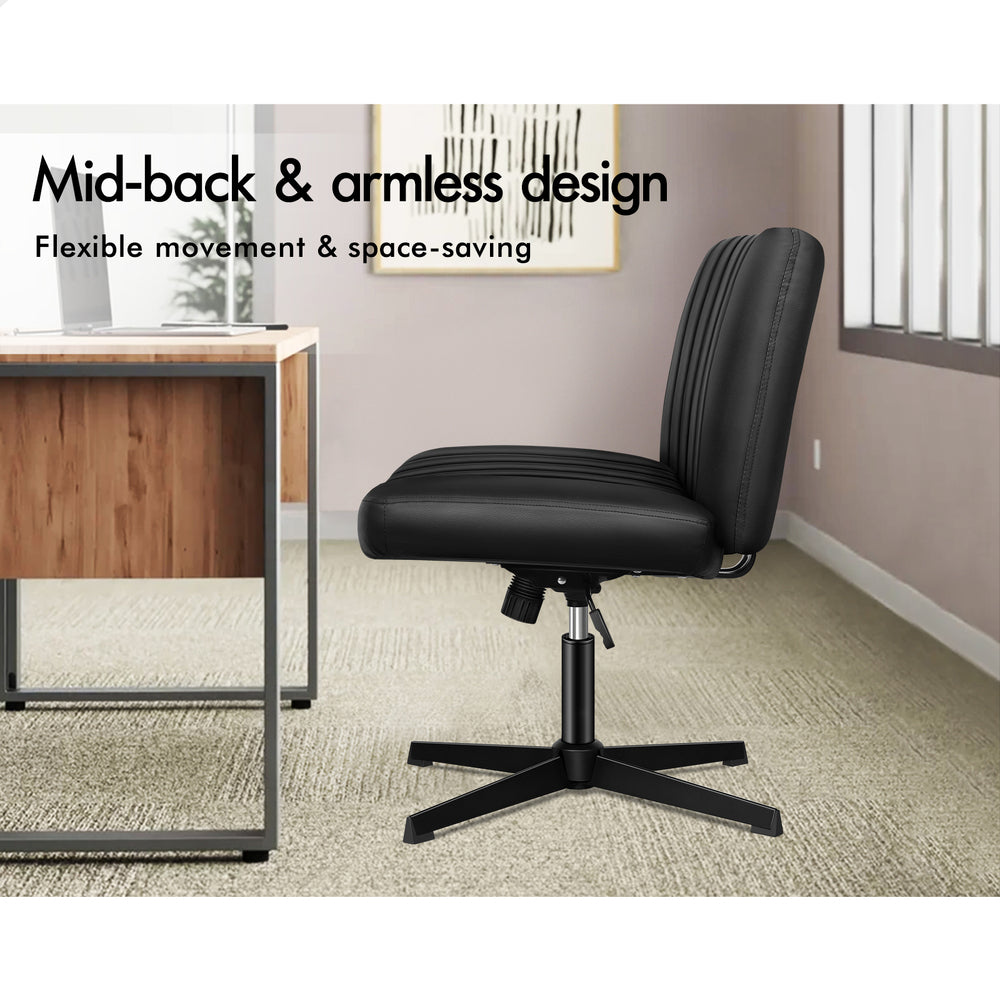1 ALFORDSON Office Chair Mid back with Ottoman PU Leather Black