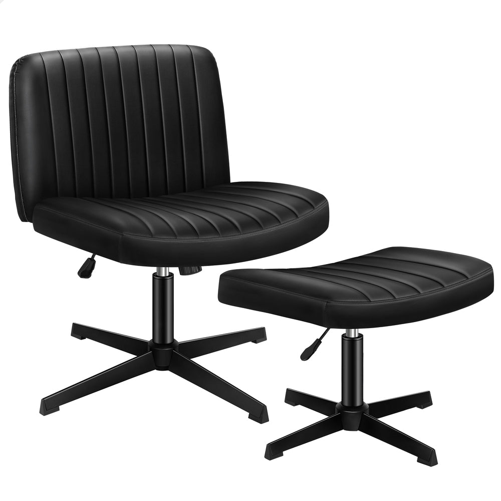 1 ALFORDSON Office Chair Mid back with Ottoman PU Leather Black