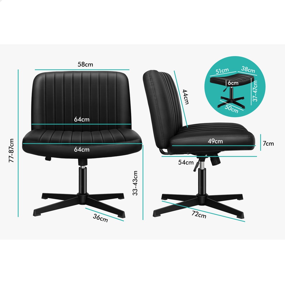 1 ALFORDSON Office Chair Mid back with Ottoman PU Leather Black