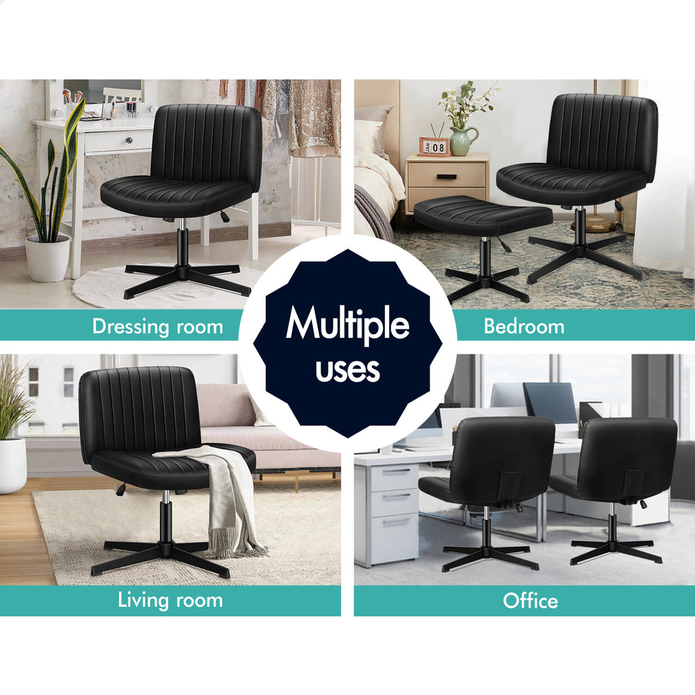 1 ALFORDSON Office Chair Mid back with Ottoman PU Leather Black