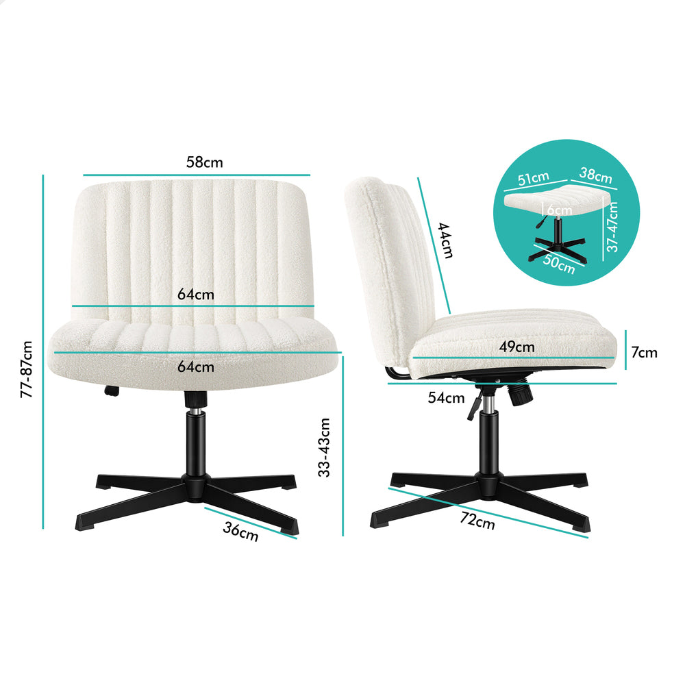 1 ALFORDSON Office Chair Mid back with Ottoman Boucle White
