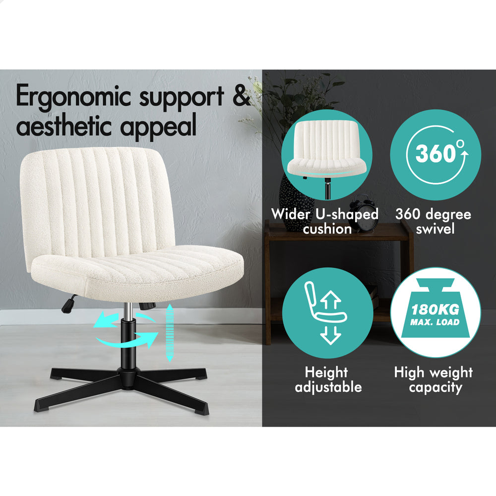 1 ALFORDSON Office Chair Mid back with Ottoman Boucle White