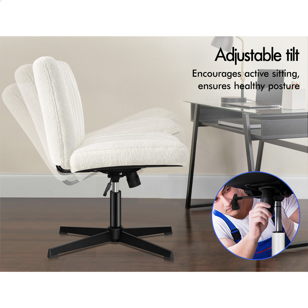 1 ALFORDSON Office Chair Mid back with Ottoman Boucle White