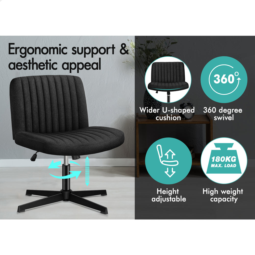 1 ALFORDSON Office Chair Mid back with Ottoman Fabric Black