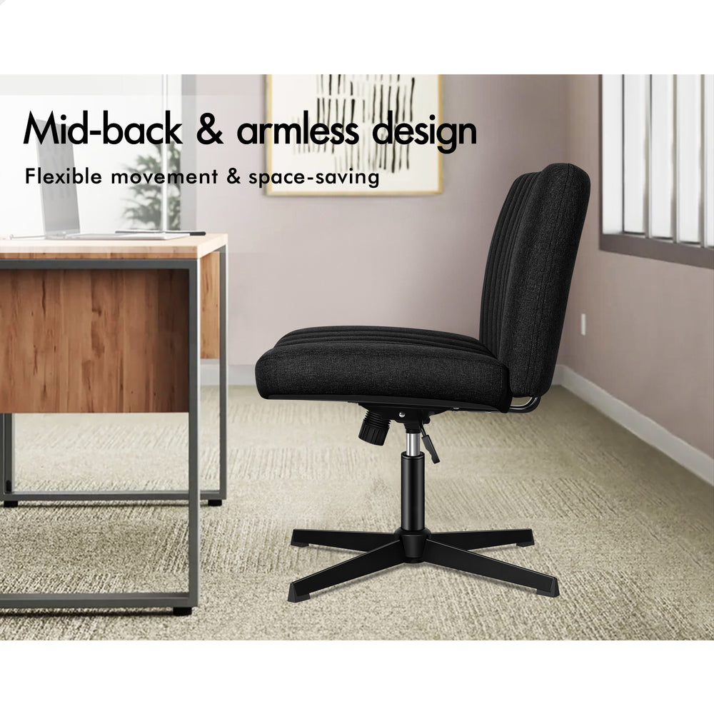1 ALFORDSON Office Chair Mid back with Ottoman Fabric Black