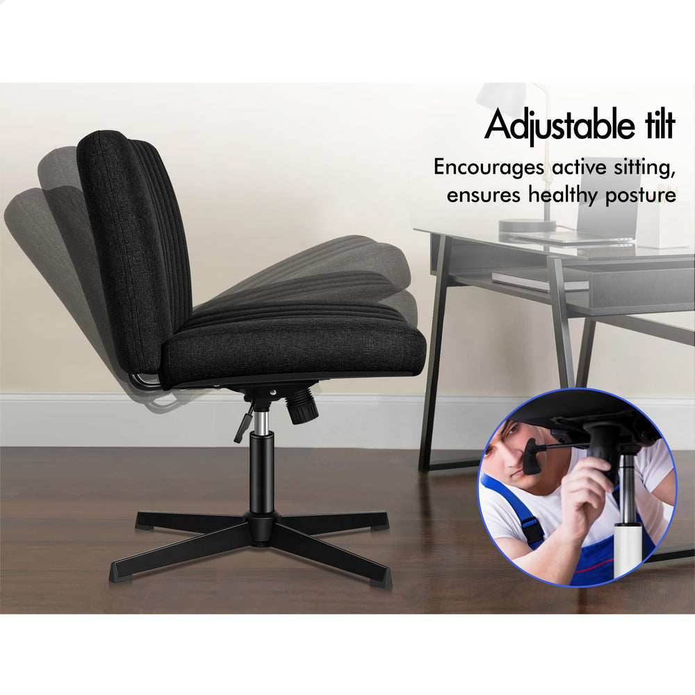 1 ALFORDSON Office Chair Mid back with Ottoman Fabric Black