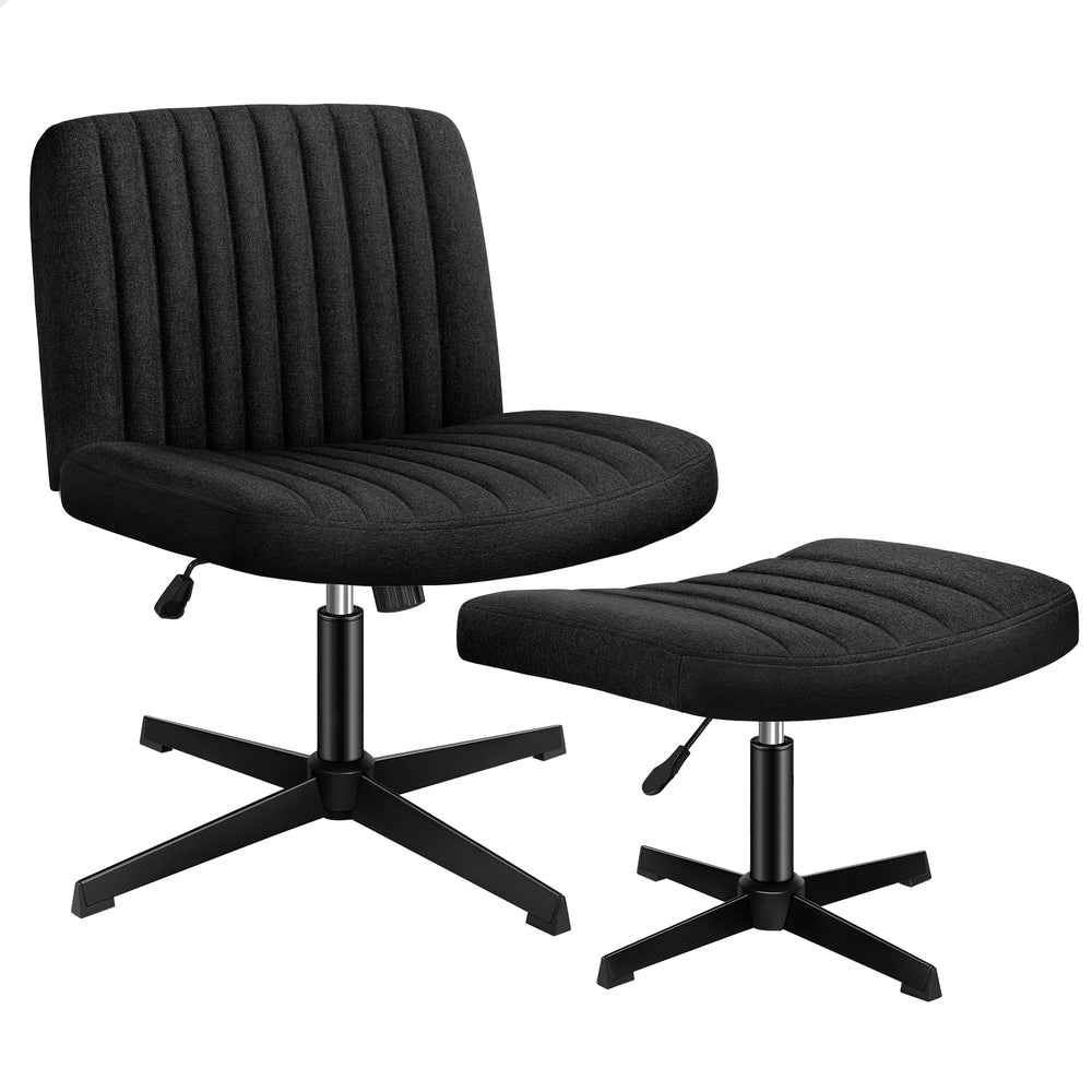 1 ALFORDSON Office Chair Mid back with Ottoman Fabric Black
