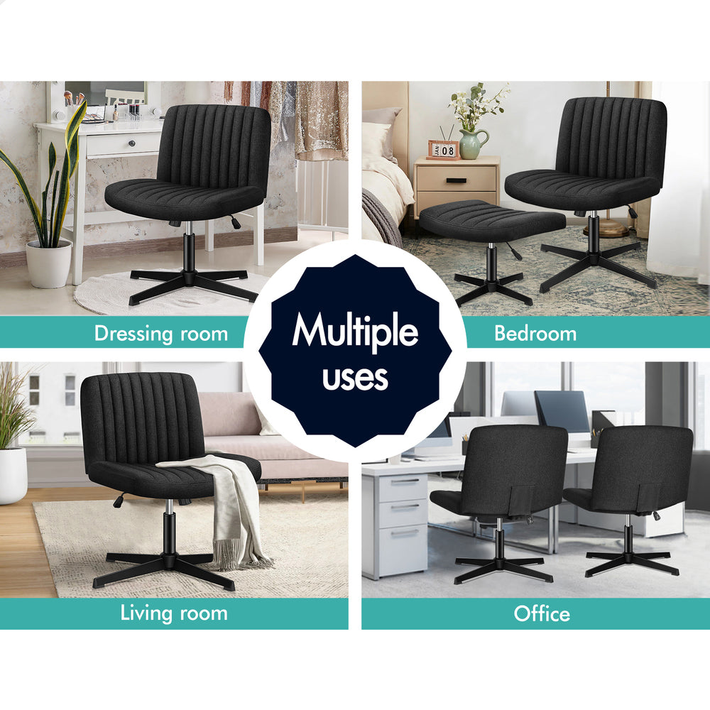 1 ALFORDSON Office Chair Mid back with Ottoman Fabric Black
