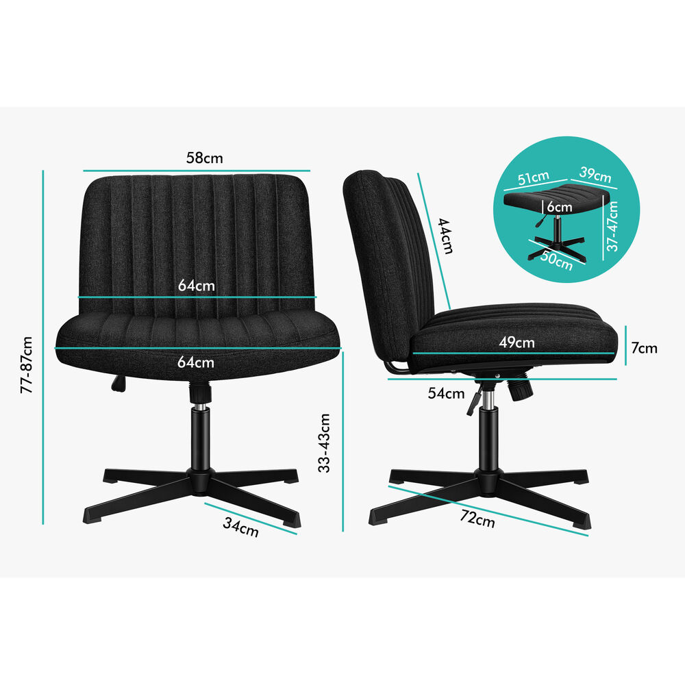1 ALFORDSON Office Chair Mid back with Ottoman Fabric Black