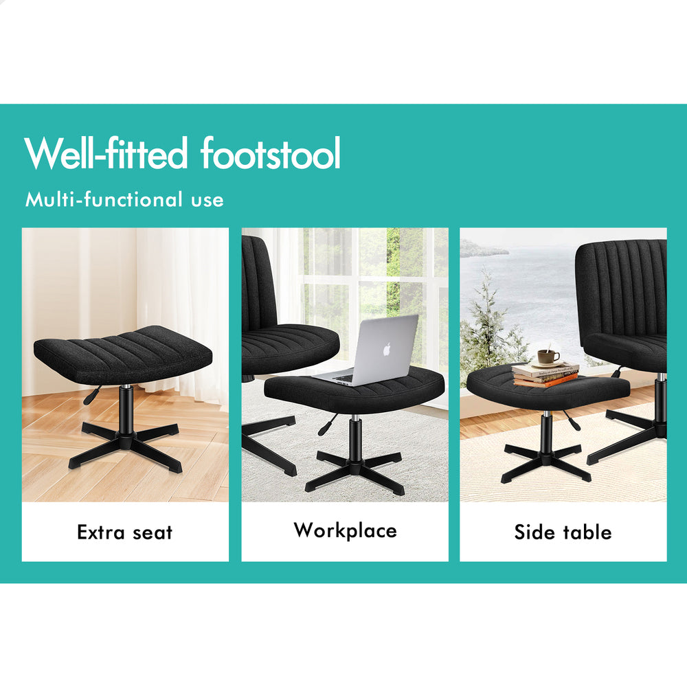 1 ALFORDSON Office Chair Mid back with Ottoman Fabric Black